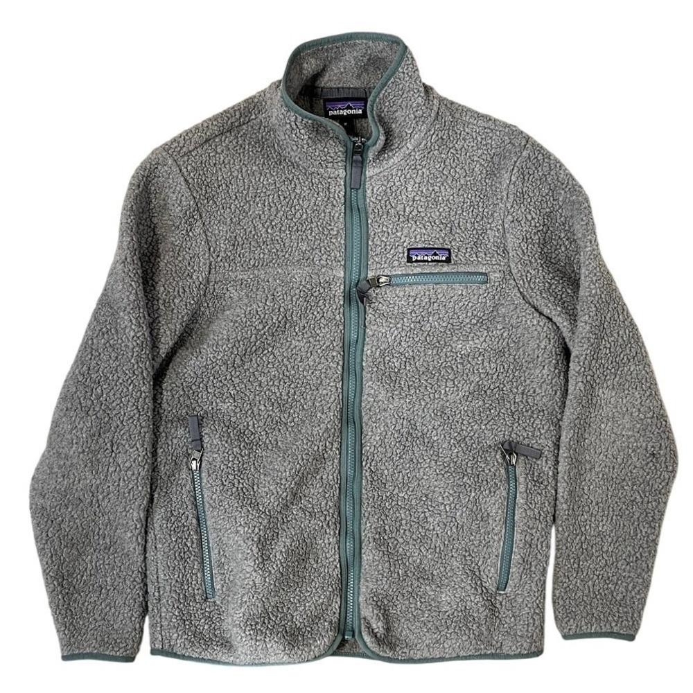 Patagonia Sherpa Fleece Jacket Womens Gray Retro Pile Size M‎